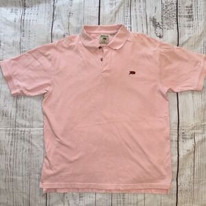 Perlis Men's Crawfish Polo Shirt Pink, Short Sleeve, Cotton, Size Large